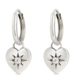 Ikuma Canadian Diamond Heart Drop Earrings, Sterling Silver