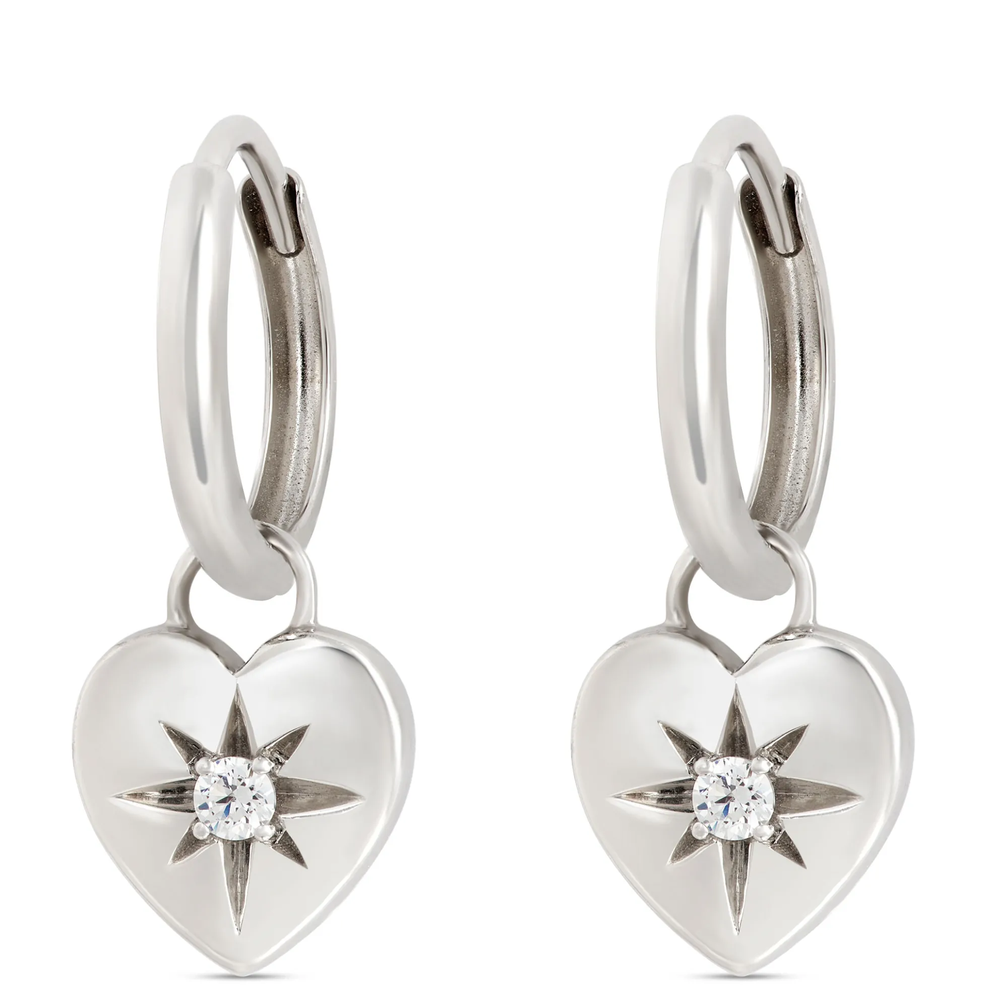 Ikuma Canadian Diamond Heart Drop Earrings, Sterling Silver