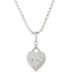 Ikuma Canadian Diamond Heart Shaped Pendant Necklace, Sterling Silver