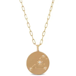 Ikuma Canadian Diamond Leo Zodiac Necklace, 14K Yellow Gold