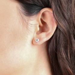 Ikuma Classic Round Diamond Studs, 1 3/8 Carat Total Weight,14K White Gold