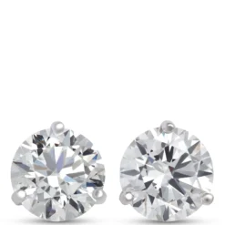 Ikuma Classic Round Diamond Studs, 2 Carat Total Weight,14K White Gold