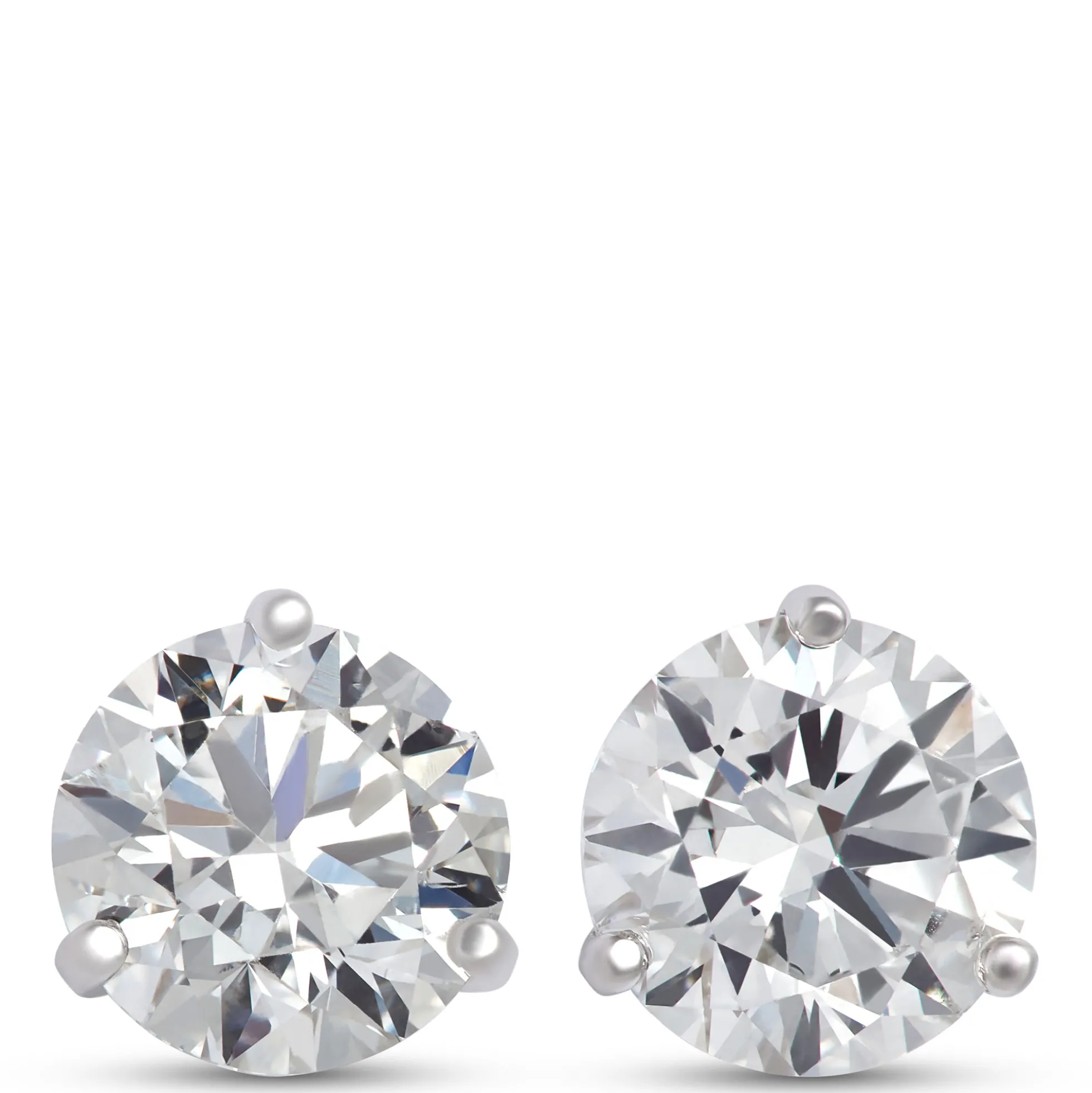 Ikuma Classic Round Diamond Studs, 2 Carat Total Weight,14K White Gold