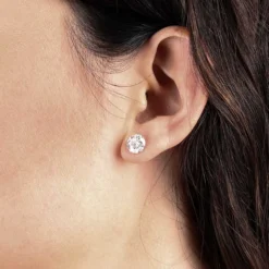 Ikuma Classic Round Diamond Studs, 3 1/4Carat Total Weight,14K White Gold