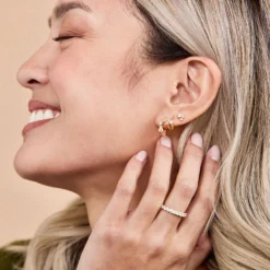 Ikuma Cluster Diamond Earrings, 14K Yellow Gold
