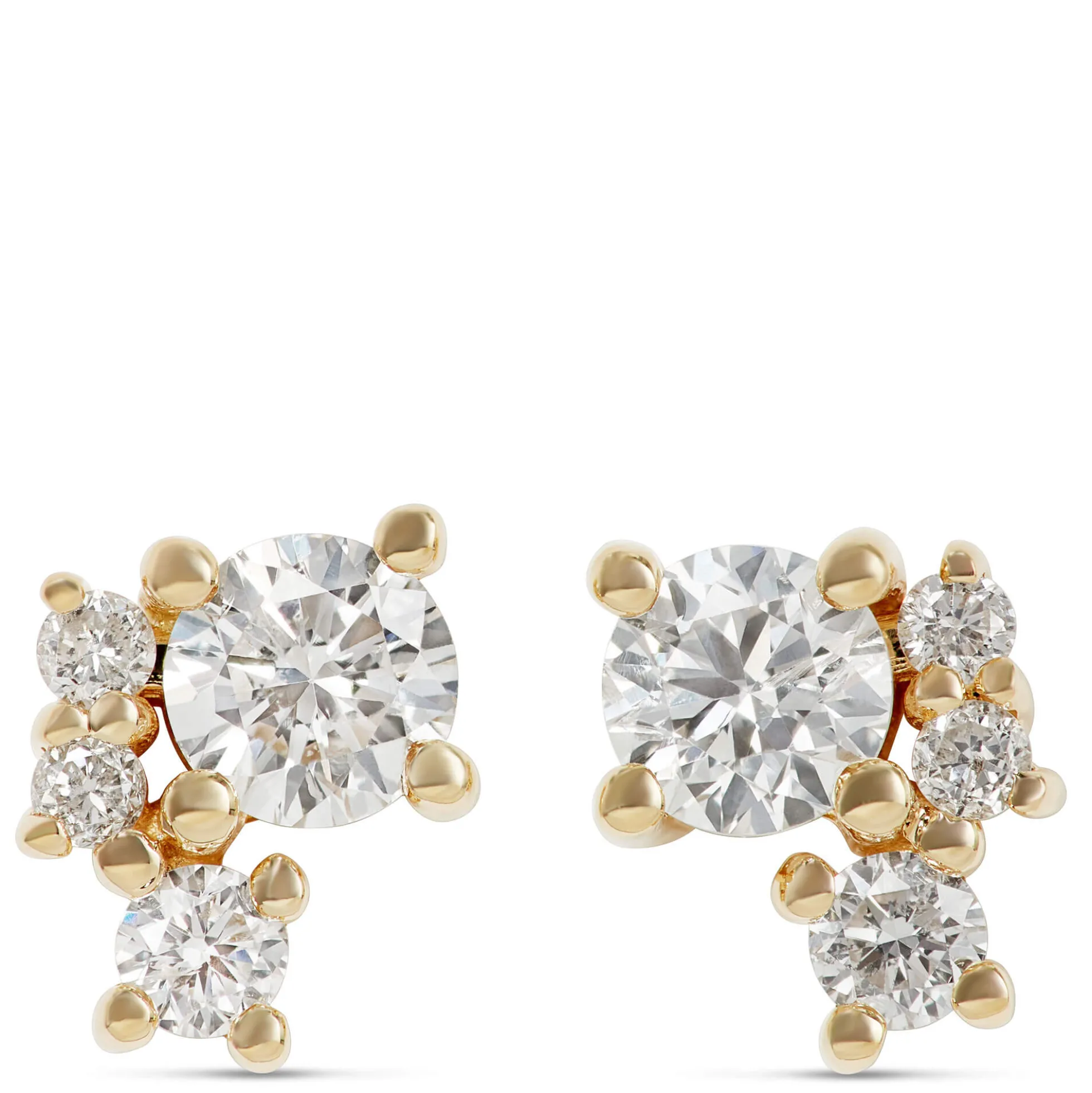 Ikuma Cluster Diamond Earrings, 14K Yellow Gold