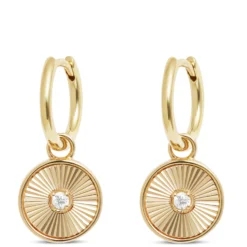Ikuma Diamond Medallion Drop Earrings, 14K Yellow Gold