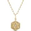Ikuma Diamond Paperclip Necklace with Star of David Pendant, 14K Yellow Gold