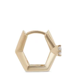 Ikuma Round Diamond Solitaire Huggie Earrings, 14K Yellow Gold