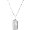 Ikuma Square Cross Diamond Pendant on Paperclip Chain, 14K White Gold