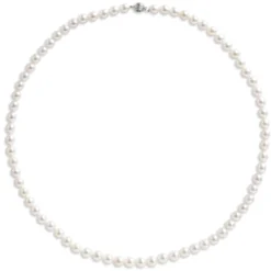 23.5-Inch Akoya Pearl Necklace, 14K White Gold