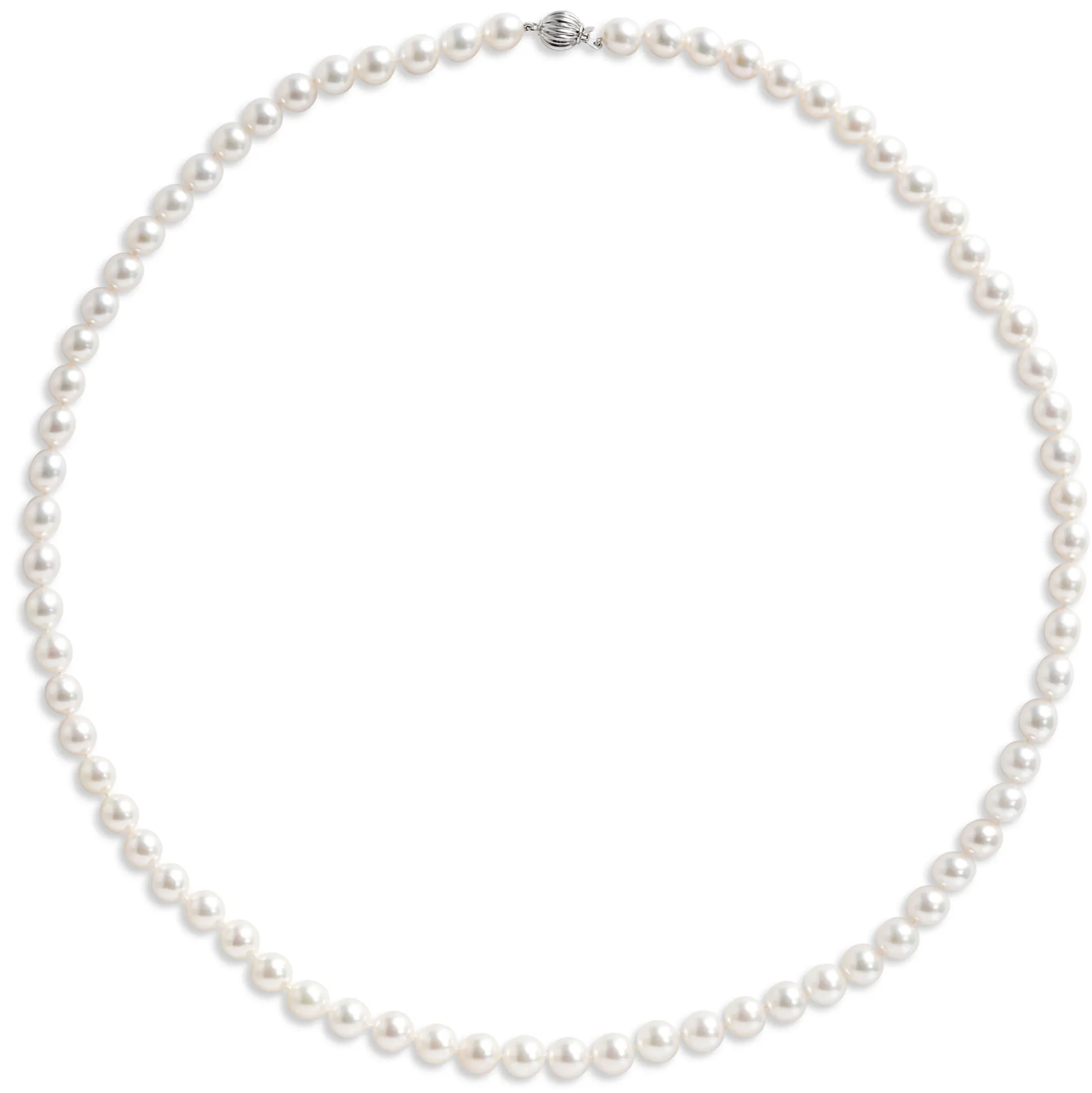 23.5-Inch Akoya Pearl Necklace, 14K White Gold