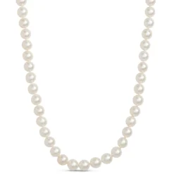 23.5-Inch Akoya Pearl Necklace, 14K White Gold