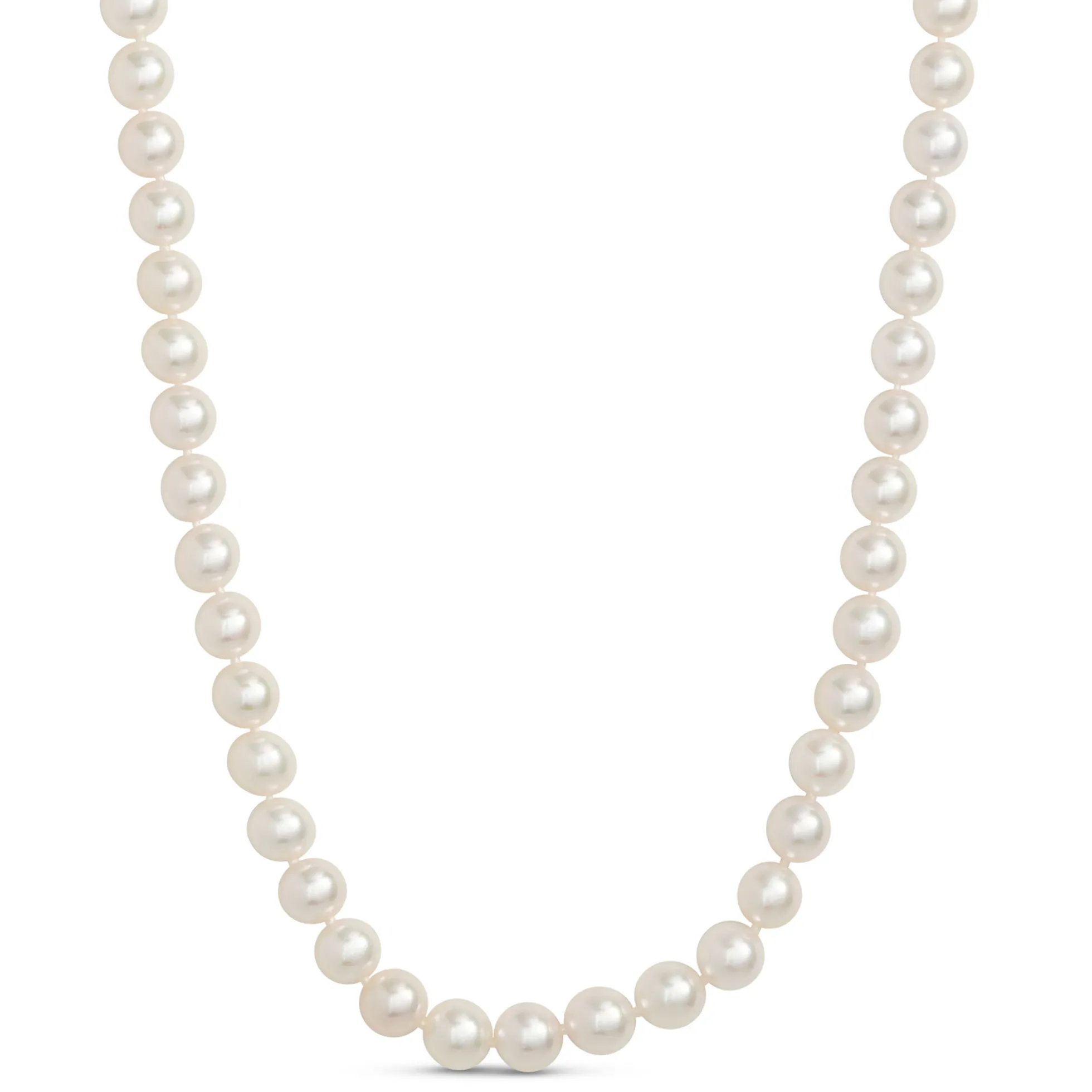 23.5-Inch Akoya Pearl Necklace, 14K White Gold