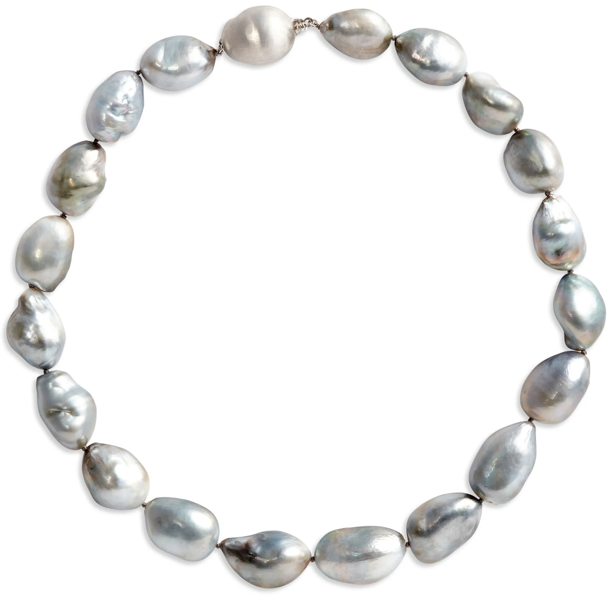 18-Inch Baroque Tahitian Pearl Necklace, 14K White Gold