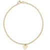 7.5-Inch Beaded Heart Bracelet, 14K Yellow Gold