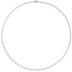 17-Inch Bezel Set Diamond Station Necklace, 14K White Gold