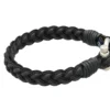 8.5-Inch Black Braided Leather Gents Bracelet, Sterling Silver Buckle