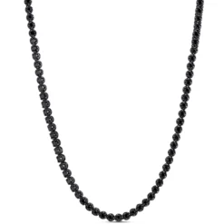 24-Inch Black Diamond Necklace, Rhodium Sterling Silver