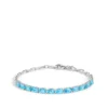 7.5-Inch Blue Topaz Bracelet, 14K White Gold