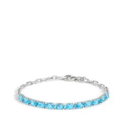 7.5-Inch Blue Topaz Bracelet, 14K White Gold