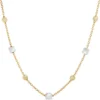 18-Inch Cube and Round Bead Station Necklace, 14K Yellow Gold