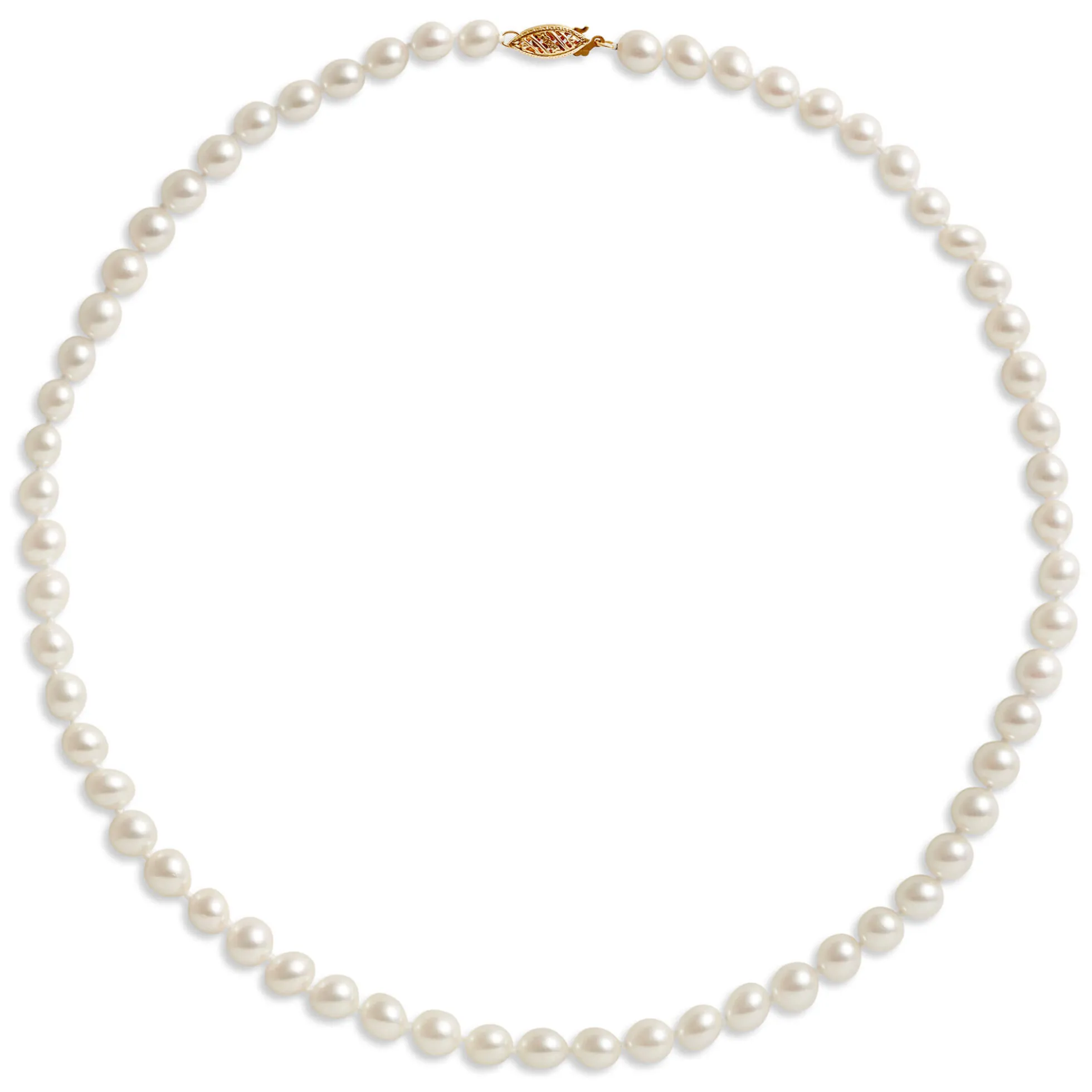 18-Inch Cultured Akoya Pearl Strand, 14K Yellow Gold