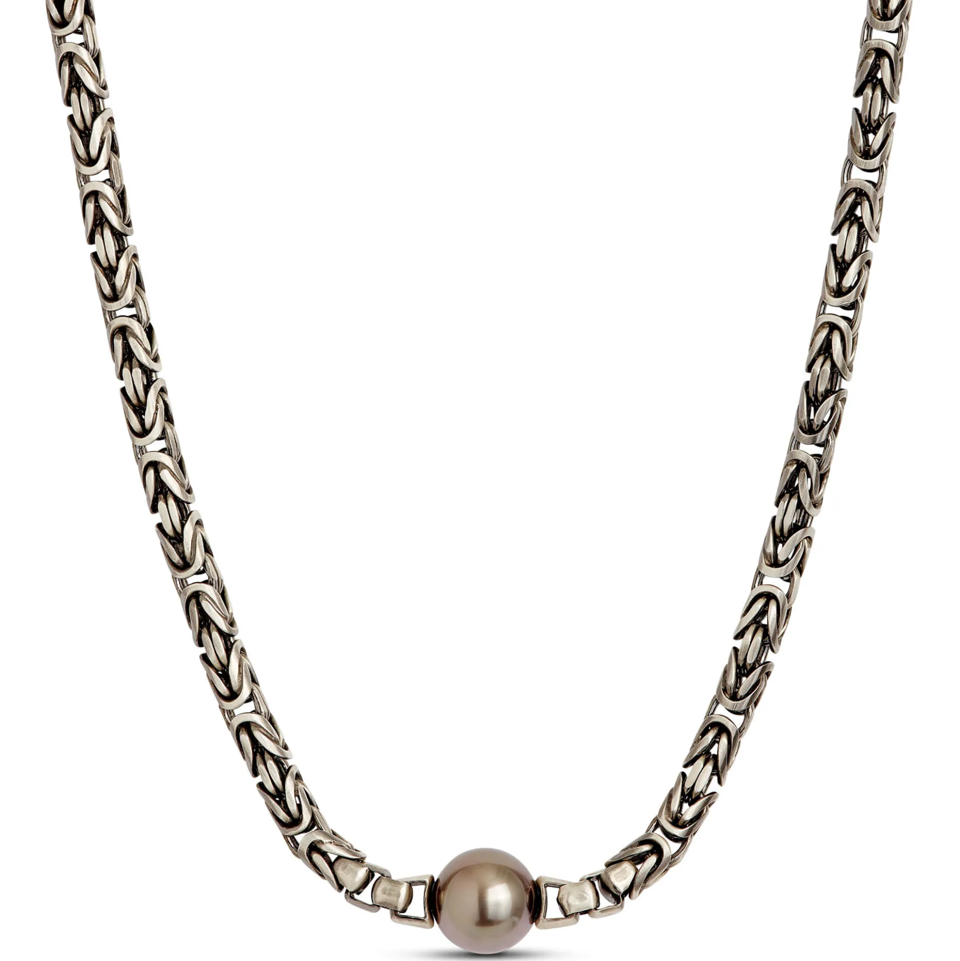 22-Inch Cultured Tahiti Pearl Ruthenium Plated Silver Necklace