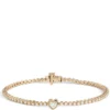 7-Inch Diamond Bracelet With Heart Center, 14K Yellow Gold