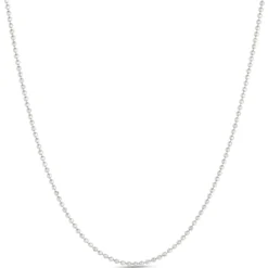 18-Inch Diamond Cut Bead Necklace, 14K White Gold