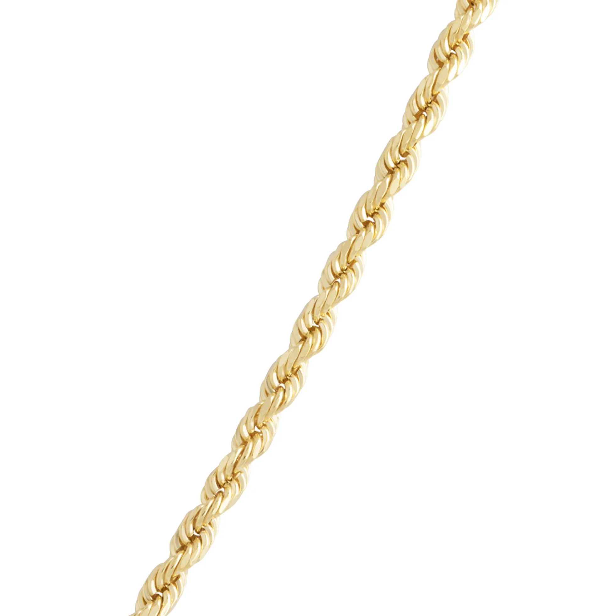 24-Inch Diamond Cut Rope Necklace, 14K Yellow Gold