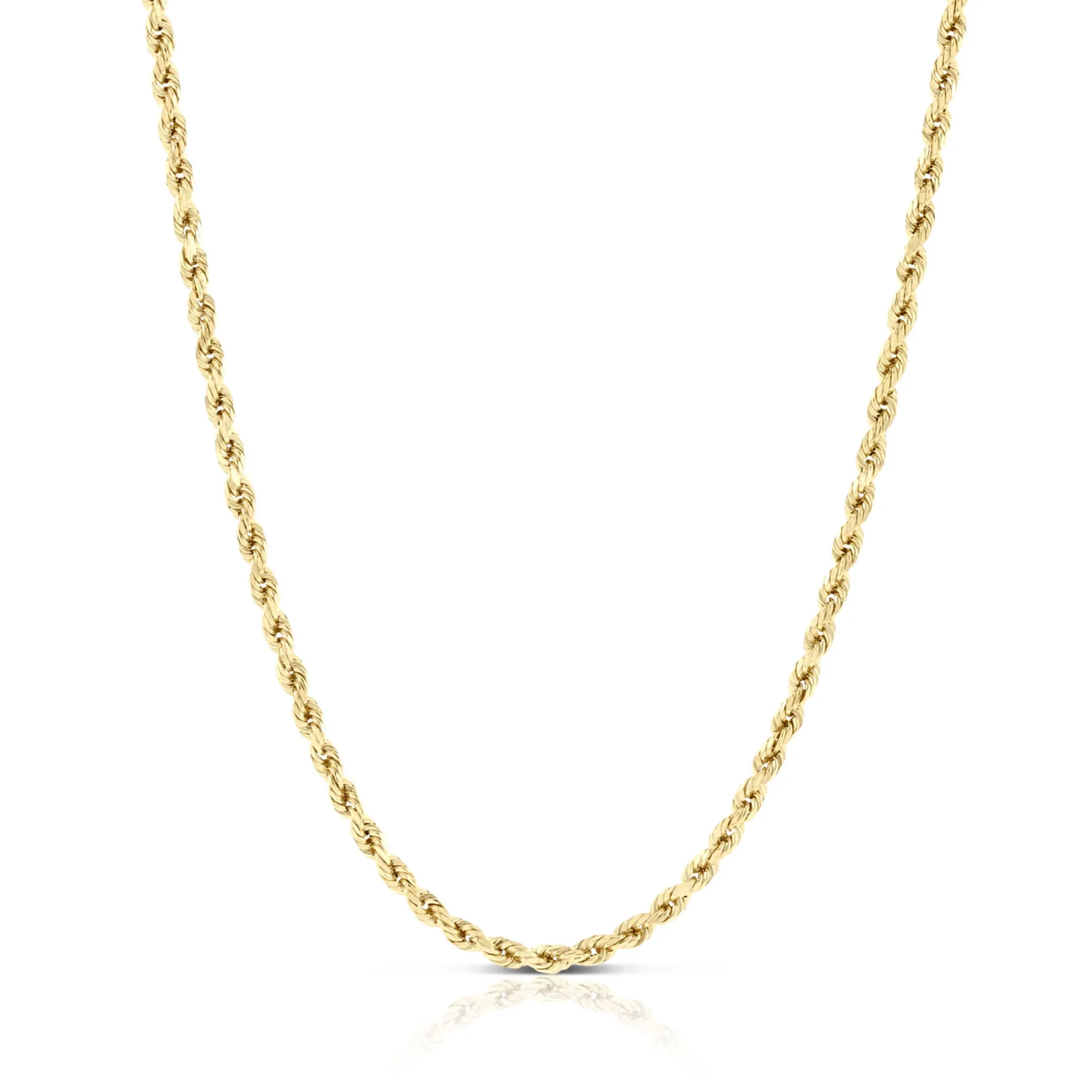24-Inch Diamond Cut Rope Necklace, 14K Yellow Gold