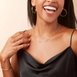 18-Inch Diamond Station Necklace, 14K Yellow Gold
