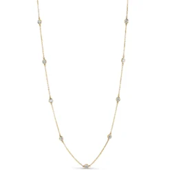 18-Inch Diamond Station Necklace, 14K Yellow Gold