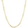 17-Inch Double Strand Necklace with Bead Stations, 14K Yellow Gold