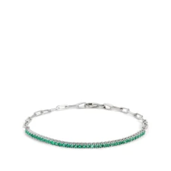7.5-Inch Emerald Bracelet, 14K White Gold