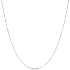 18-Inch Mooncut Bead Necklace, 14K White Gold