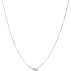 18-Inch Mooncut Bead Necklace, 14K White Gold