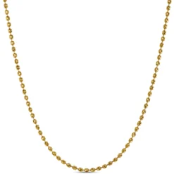 18-Inch Moon Cut Bead Necklace, 14K Yellow Gold