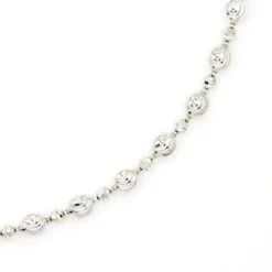 24-Inch Mooncut Oval Bead Necklace, 14K White Gold