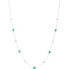 18-Inch Oval Emerald Station Necklace, 14K White Gold