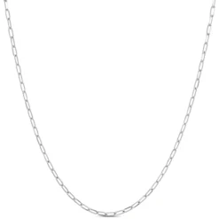 18-Inch Paperclip Chain, 14K White Gold