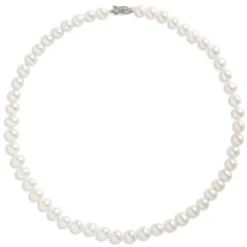 18-Inch Pearl Necklace, 14K White Gold