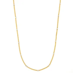 18-Inch Popcorn Chain With Gold Bead Stations, 14K White and Yellow Gold