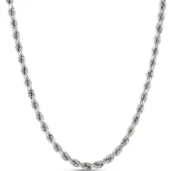24-Inch Rope Link Necklace, 14K White Gold