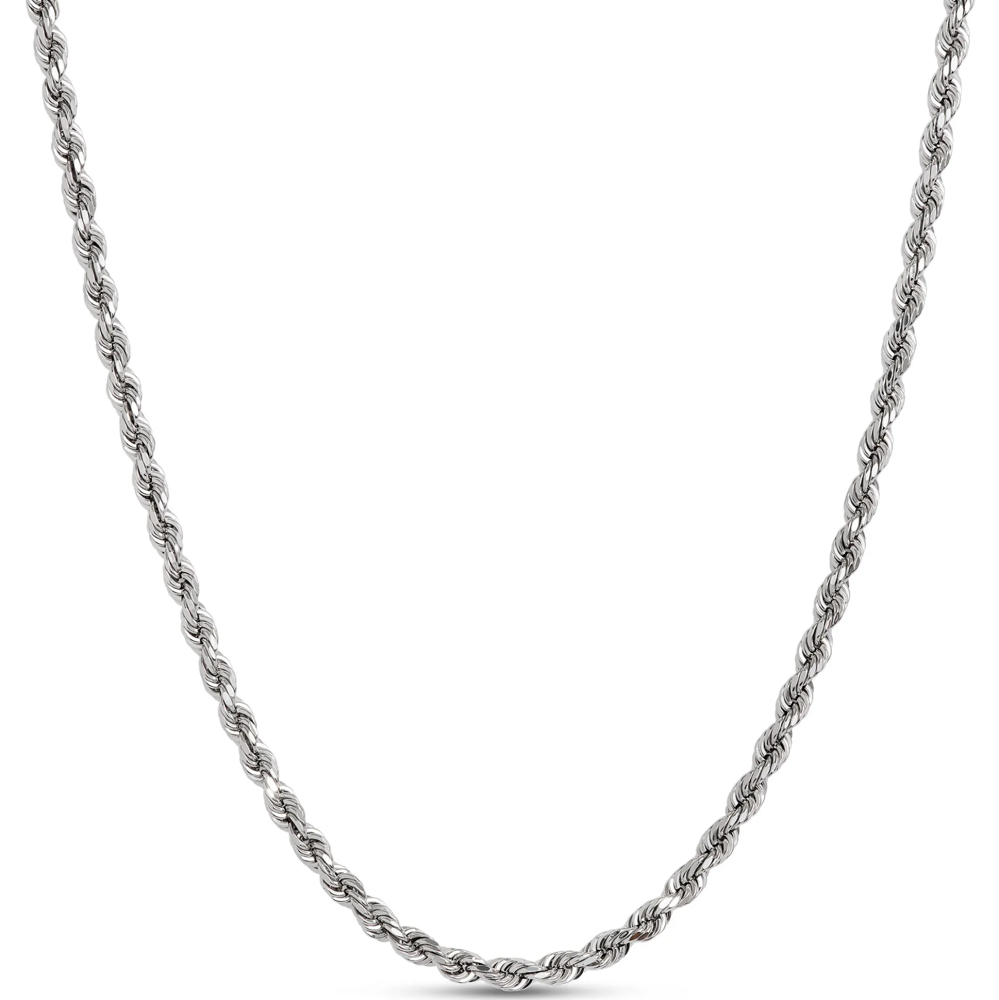 18-Inch Rope Link Necklace, 14K White Gold