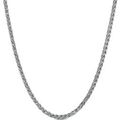 18-Inch Round Wheat Chain Necklace, 14K White Gold