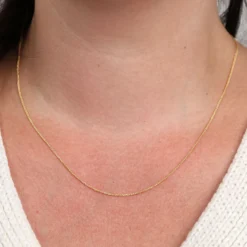 18-Inch Round Wheat Chain Necklace, 14K Yellow Gold