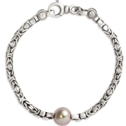 8.5-Inch Ruthenium and Pearl Bracelet