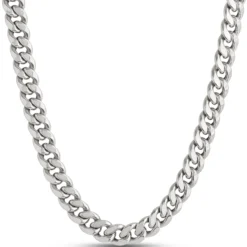 24-Inch Toscano Cuban Link Chain, 14K White Gold